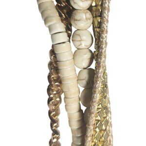 Multi-Strand Bracelet Victoria Emerson Gold tone White Beaded neutral jewelry